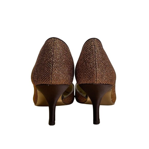 Nina New York Bronze Glitter & Leather Sole Pointed-Toe Stiletto Heels 7.5M - Picture 7 of 9